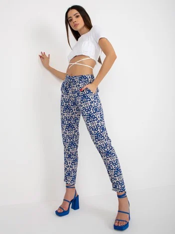 Pantaloni Dama Dreapta, Guler inalt, Sublevel, Albastru Casual Marimi Mari