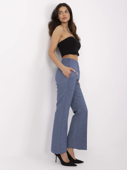 Pantaloni Dama Lejera, Guler inalt, ITALY MODA, Albastru Eleganta Office