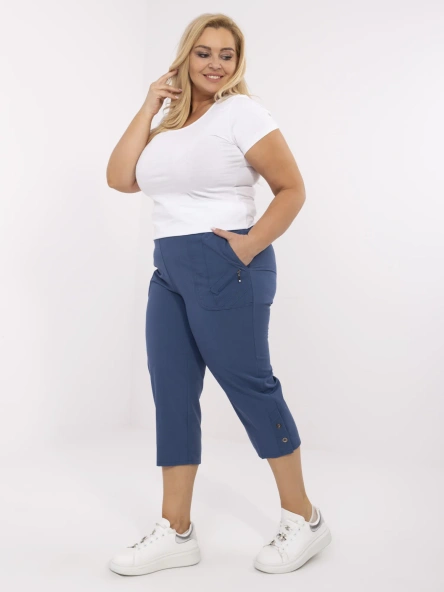 Pantaloni Dama Conica, Guler inalt, New Fashion, Albastru Eleganta Office