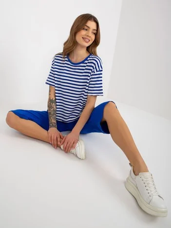 Compleu Dama Mini, Dungi, ex moda, Albastru Casual
