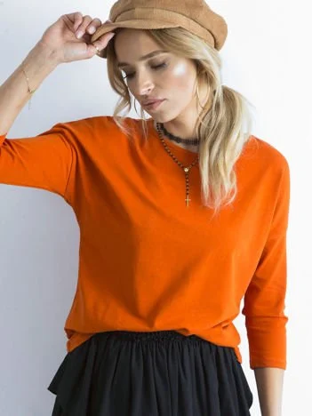 Bluza Dama Maneca 3/4, Decolteu barcuta, BASIC FEEL GOOD, Portocaliu Casual