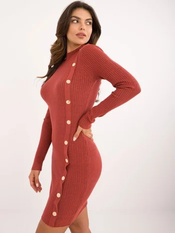 Rochie Dama Maxi, Dungi, Wool Fashion Italia, Portocaliu Eleganta Office