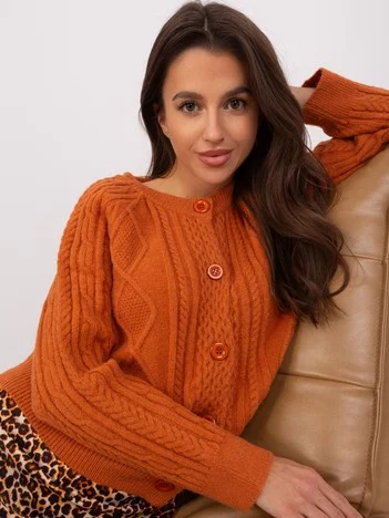 Pulover Dama Decolteu rotund, Acril, Wool Fashion Italia, Portocaliu Casual