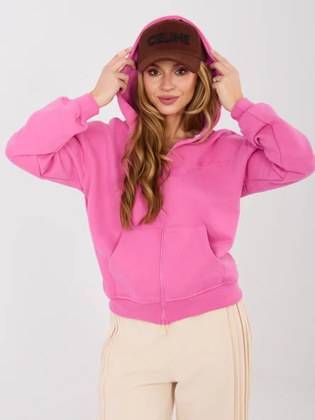 Hanorac Dama Maneca lunga, Guler inalt, NATURAL SIDE, Roz Casual