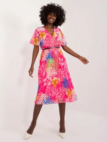 Rochie Dama Midi, Lejera, ITALY MODA, Roz