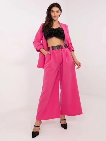 Pantaloni Dama Lejera, Guler inalt, ITALY MODA, Roz Eleganta Office