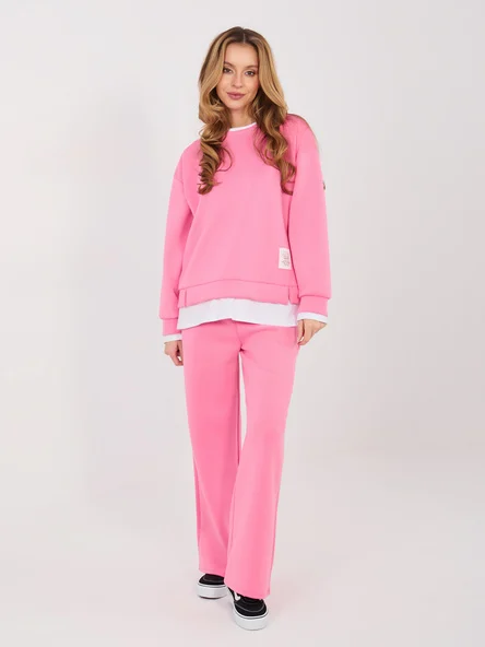 Compleu Dama Maneca lunga, Dreapta, RUE PARIS, Roz Casual