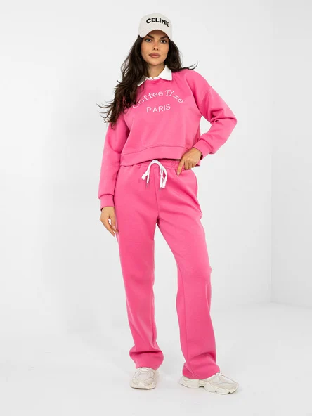 Compleu Dama Maneca lunga, Imprimat, ITALY MODA, Roz Casual