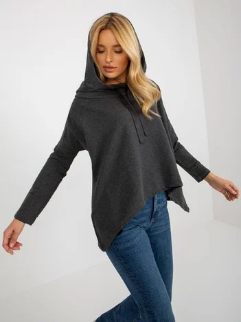 Bluza Dama Maneca lunga, Guler inalt, Lily Rose, Gri Casual