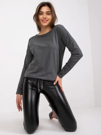 Bluza Dama Maneca lunga, Decolteu barcuta, BASIC FEEL GOOD, Gri Eleganta Office