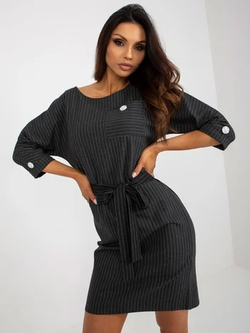 Rochie Dama Mini, Dungi, LAKERTA, Gri de Ocazie Nunta
