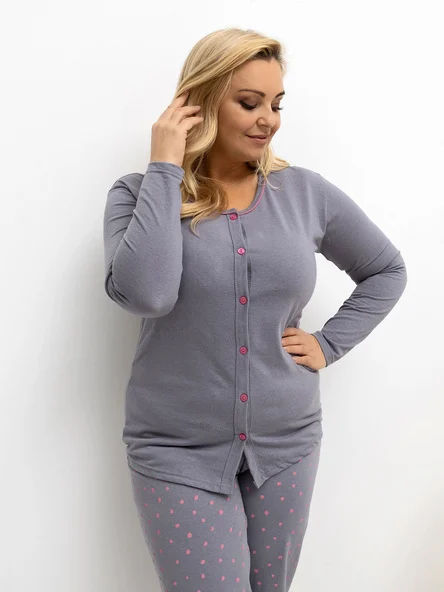 Pijama Dama Maneca lunga, Buline, Forever Pink, Gri Marimi Mari