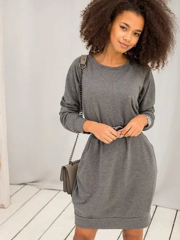 Rochie Dama Maxi, Oversize, BASIC FEEL GOOD, Gri Casual