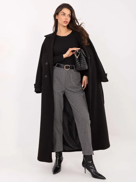 Pantaloni Dama Elegant, Guler inalt, RUE PARIS, Gri Eleganta Office