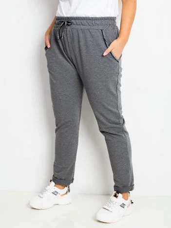 Pantaloni Trening Dama Sport, Guler inalt, RELEVANCE, Gri Casual Marimi Mari