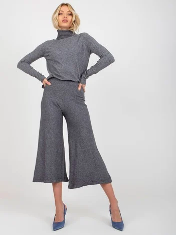 Pantaloni Dama Lejera, Guler inalt, COCO ANGELO, Gri Eleganta Office