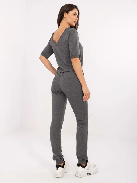 Salopeta Dama Lunga, Bumbac, BASIC FEEL GOOD, Gri Eleganta Office Model RV-KO-6261.19X