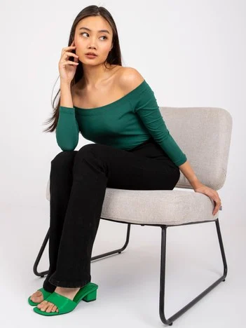 Bluza Dama Maneca 3/4, Clasic, BASIC FEEL GOOD, Verde Casual