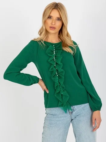 Bluza Dama Maneca lunga, Elegant, LAKERTA, Verde Eleganta Office
