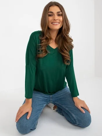 Bluza Dama Maneca 3/4, Decolteu in V, RELEVANCE, Verde Eleganta Office