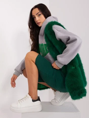 Vesta Dama Fara maneci, Guler inalt, Wool Fashion Italia, Verde de Vara Marimi Mari