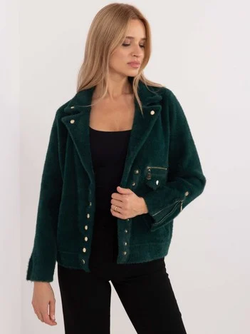 Jacheta Dama Guler inalt, Viscoza, Fashion Hunters, Verde de Vara