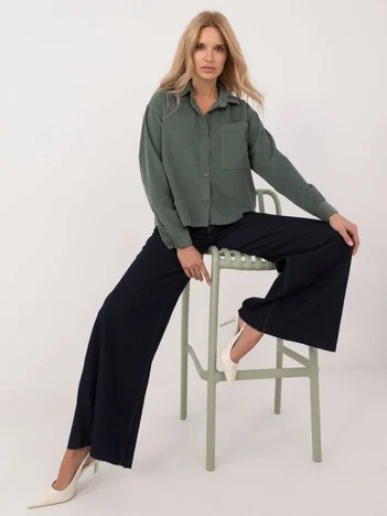 Camasa Dama Maneca lunga, Guler inalt, Sublevel, Verde Eleganta Office