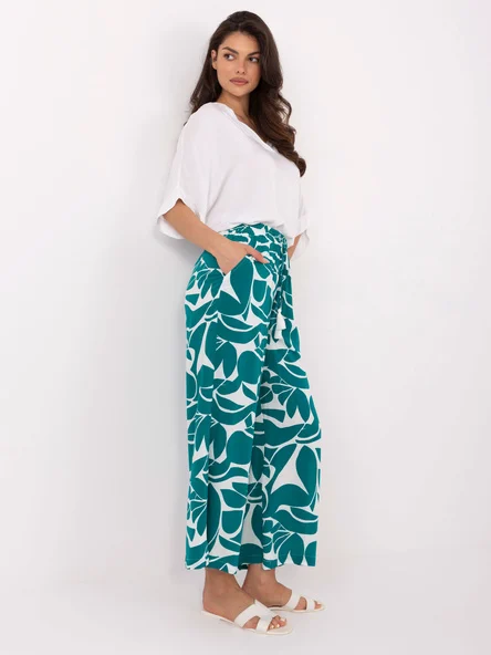 Pantaloni Dama Larga, Guler inalt, Sublevel, Verde Casual