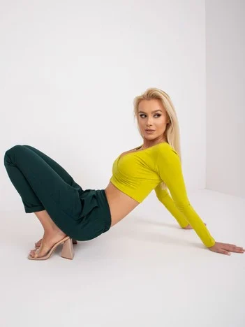 Pantaloni Dama Lunga, Elegant, ITALY MODA, Verde Eleganta Office Marimi Mari