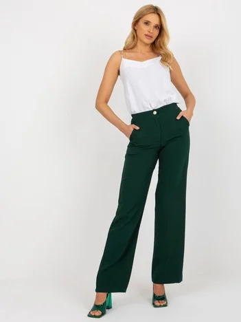 Pantaloni Dama Elegant, Guler inalt, LAKERTA, Verde de Petrecere