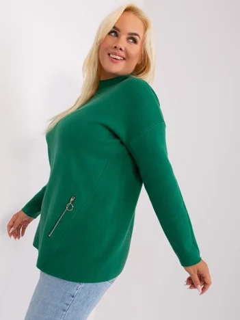 Pulover Dama Maneca lunga, Guler inalt, P-M, Verde Eleganta Office