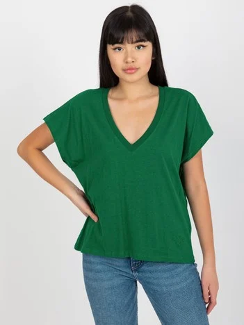 Tricou Dama Mini, Decolteu in V, Mayflies, Verde Casual Marimi Mari