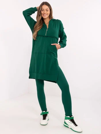 Compleu Dama Maneca lunga, Conica, My Red Lips, Verde Casual