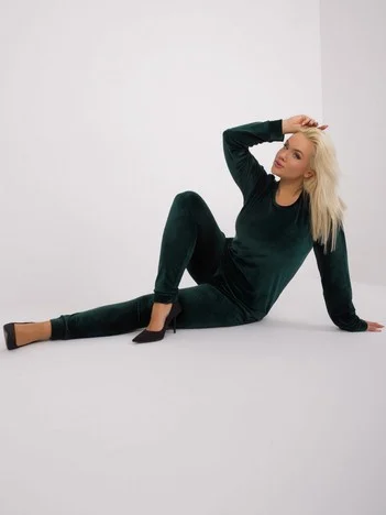 Compleu Dama Maneca lunga, Decolteu rotund, RELEVANCE, Verde Casual Marimi Mari