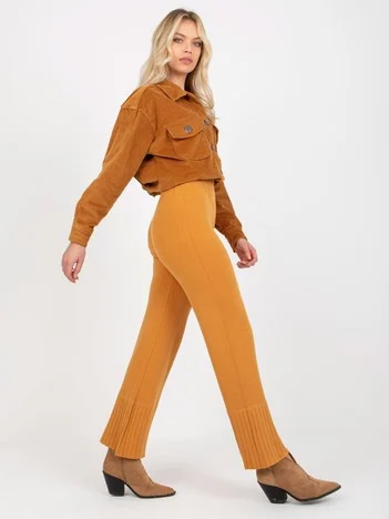 Pantaloni Dama Larga, Guler inalt, COCOANGELO, Galben Eleganta Office