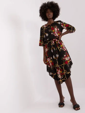 Rochie Dama Midi, Floral, LAKERTA, Rosu Eleganta Office