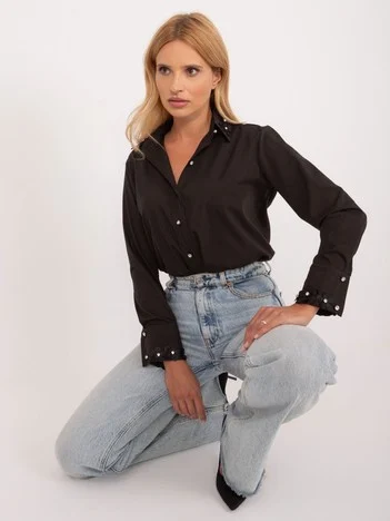 Camasa Dama Maneca lunga, Clasic, LAKERTA, Negru Eleganta Office
