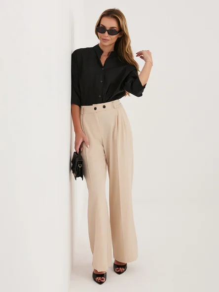 Camasa Dama Mini, Decolteu in V, Maya, Negru Eleganta Office