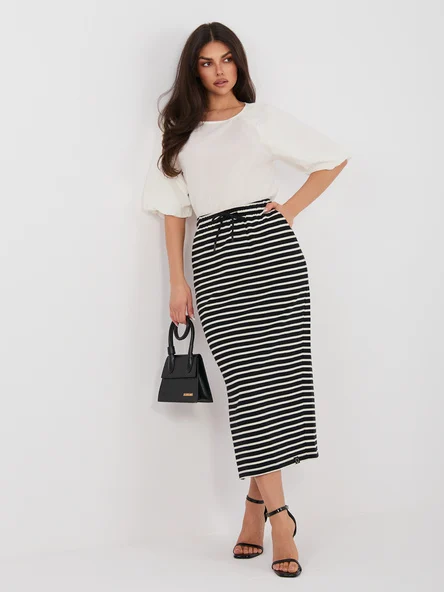 Fusta Dama Midi, Dungi, Sublevel, Negru Casual