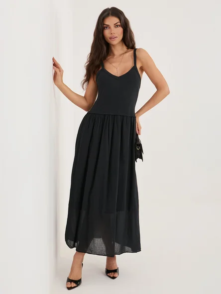Rochie Dama Maxi, Lejera, ITALY MODA, Negru de Vara