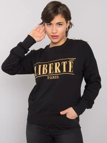 Hanorac Dama Maneca lunga, Imprimat, City Donna, Negru Casual