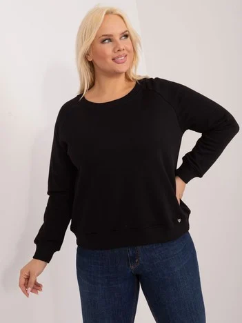 Hanorac Dama Mini, Decolteu barcuta, BASIC FEEL GOOD, Negru Casual Marimi Mari