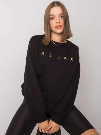 Hanorac Dama Maneca lunga, Imprimat, ex moda, Negru Casual