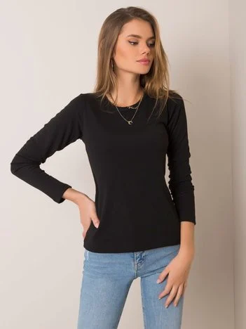 Bluza Dama Maneca lunga, Decolteu rotund, BERRAK, Negru Casual Marimi Mari