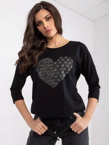 Bluza Dama Maneca 3/4, Imprimat, RELEVANCE, Negru Eleganta Office