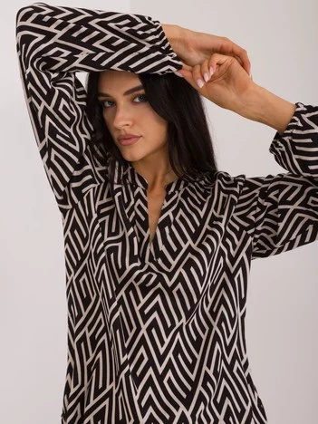 Bluza Dama Maneca lunga, Geometric, Sublevel, Bej Eleganta Office Marimi Mari