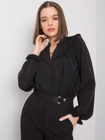 Camasa Dama Maneca lunga, Elegant, Och Bella, Negru Eleganta