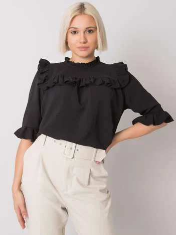 Bluza Dama Maneca 3/4, Elegant, RUE PARIS, Negru Eleganta Office
