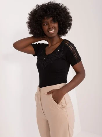 Bluza Dama Mini, Dantela, Ambitionfly, Negru Casual