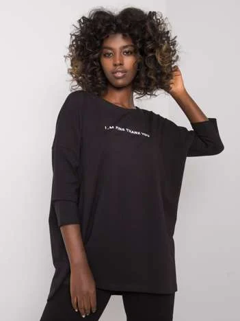 Bluza Dama Maneca 3/4, Imprimat, ex moda, Negru Casual